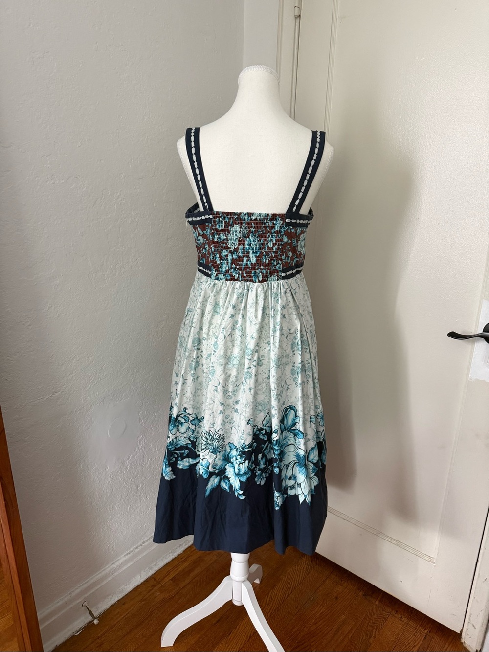 Anthropologie Square Neck Button Front Floral Dress / Sz S - Picture 5 of 9